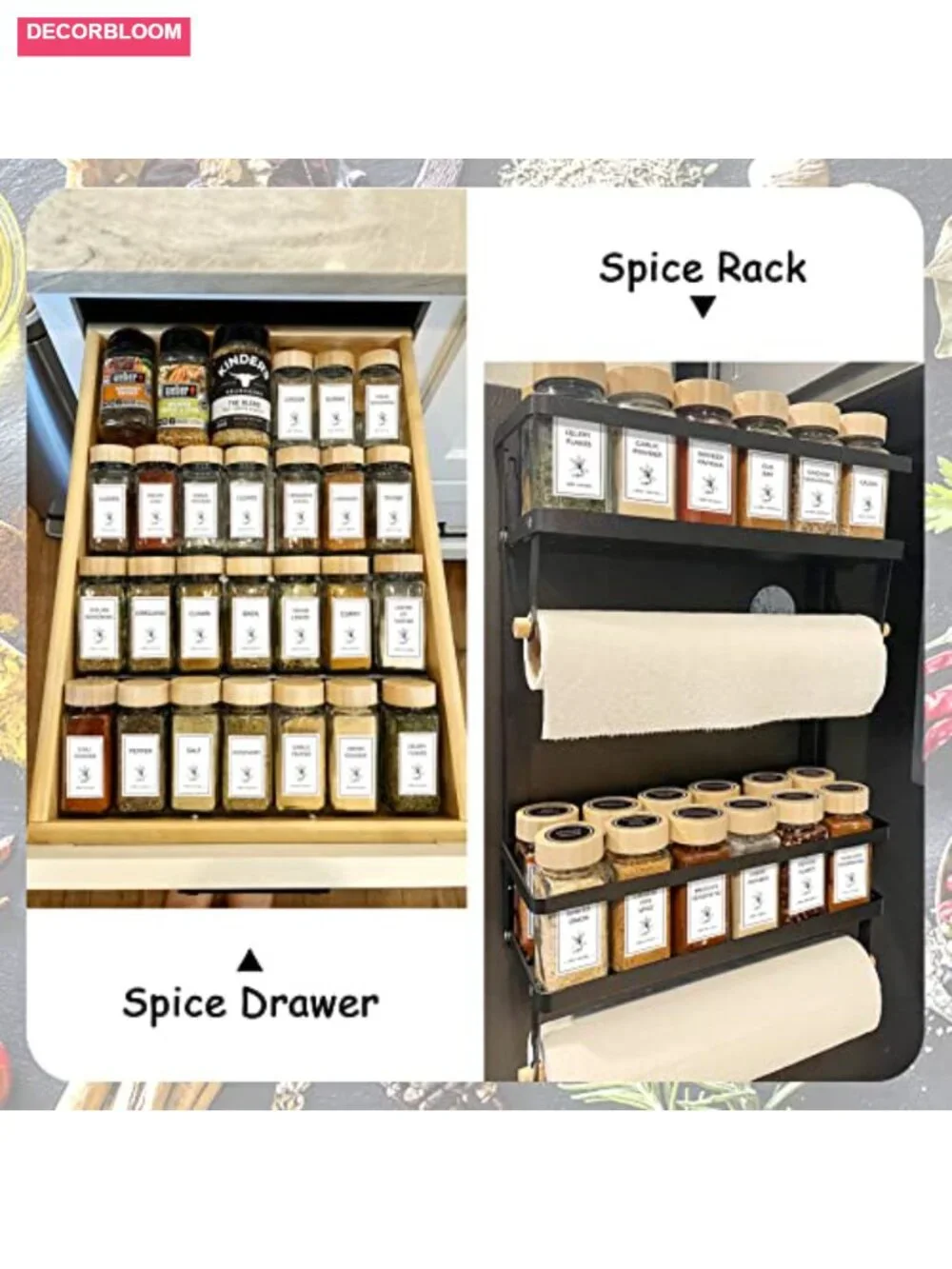 48 Pcs 4 oz Glass Spice Jars with Bamboo Lids Shaker Lids Labels